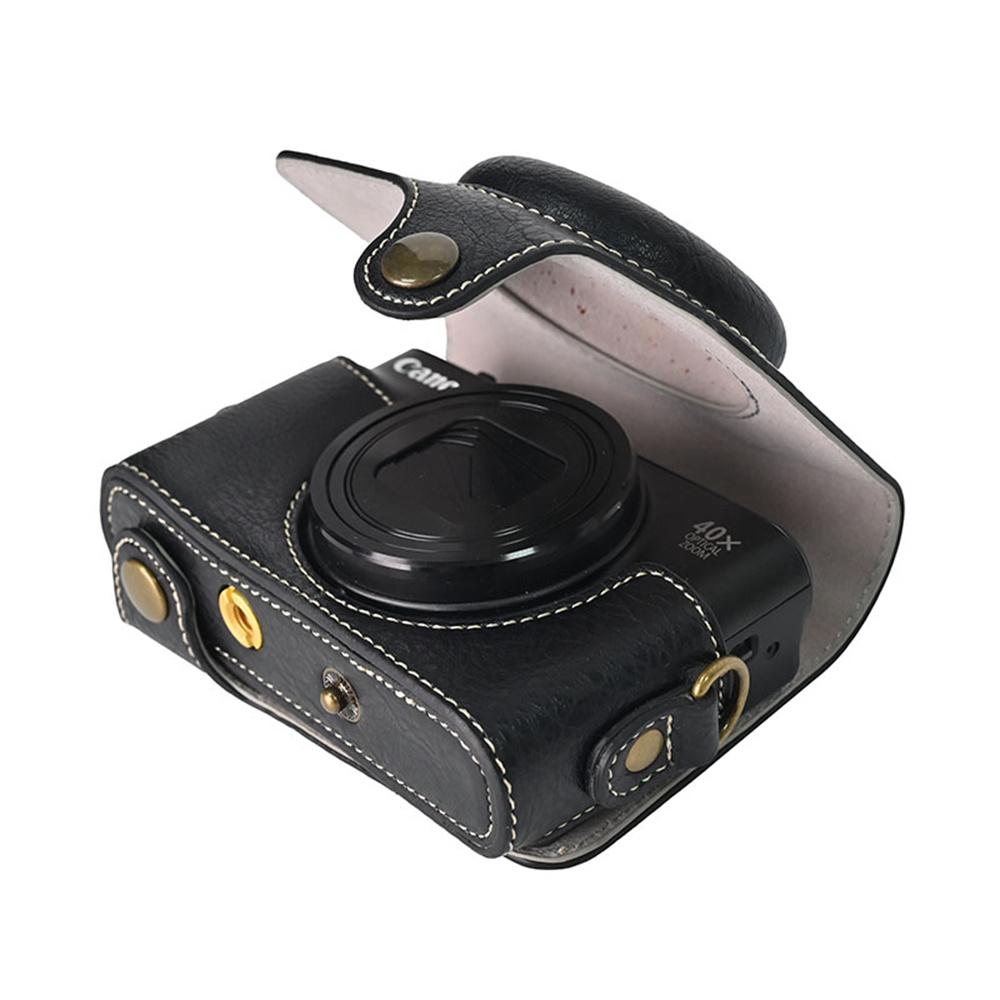 Étui en cuir PU pour appareil photo SX740HS SX730 Pour Canon PowerShot SX740 HS SX730HS Housse de sac avec bandoulière