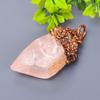 Fancy Natural Rose Quartz Rough Copper Best Sisters Gift Trendy Pendant Jewelry V-5