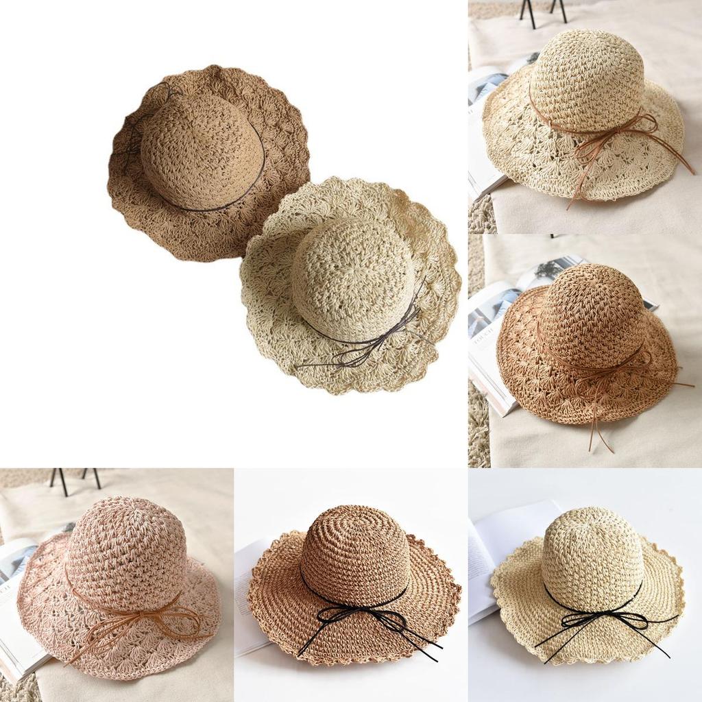 Women's Summer Foldable Beach Hat With Wide Brim Sun Hat Casual Straw Hat