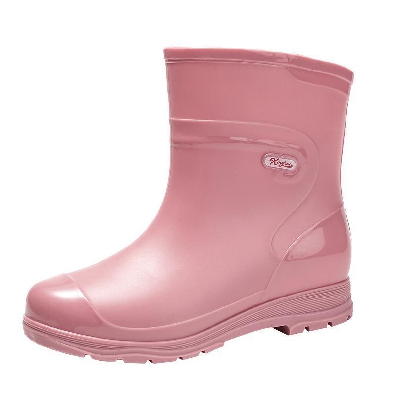 Rain Shoes Short Tube Women's Thick-soled Waterproof Shoes Non-slip Outdoor Rain Boots Work Rubber Shoes Warm Water Boots Women's Fashion