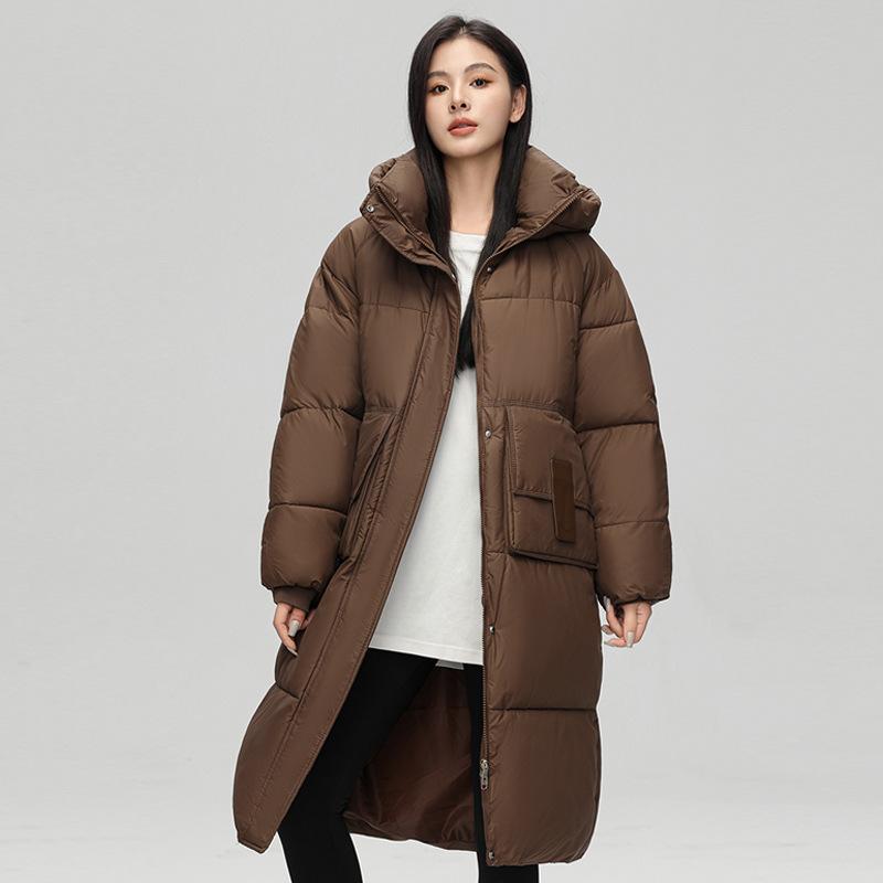 2025 winter new mid-length over-the-knee thickened loose down cotton jacket cotton jacket women's cotton jacket plus-size padded jacket