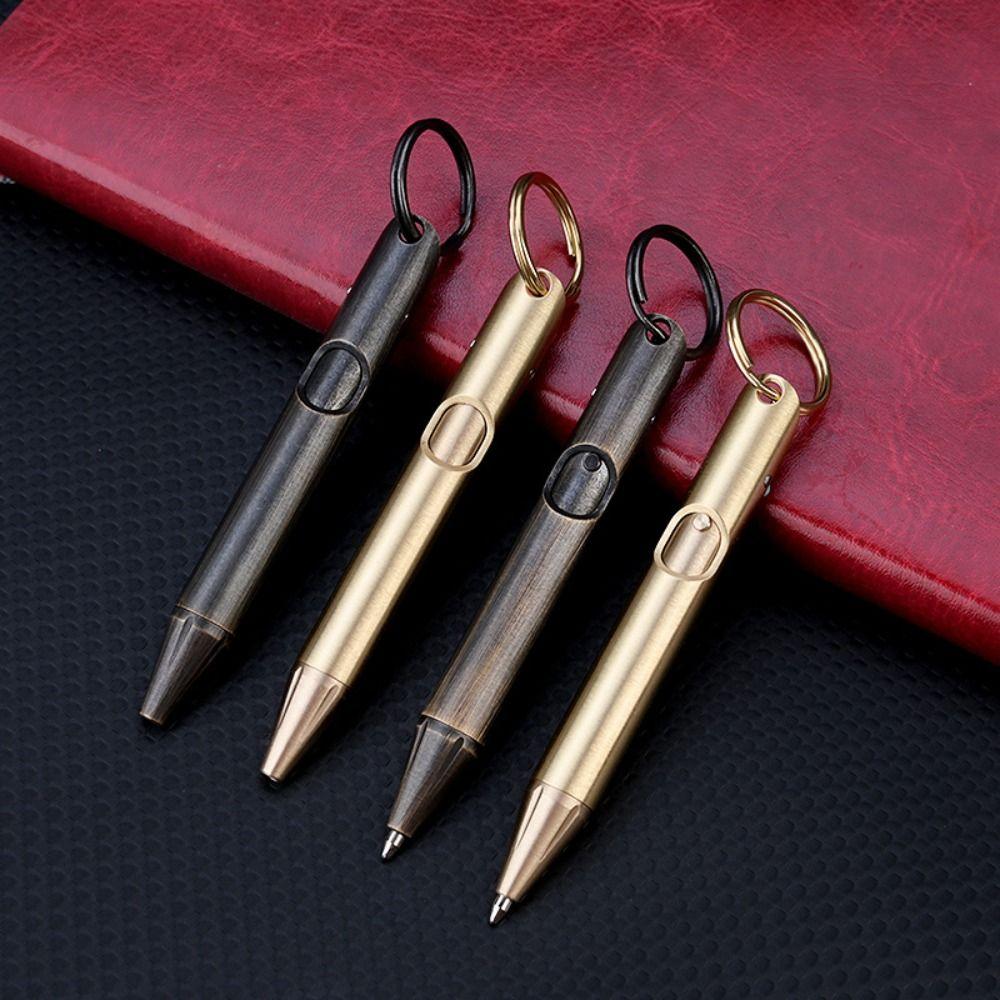 With Keychain Mini Ballpoint Pen Brass Writing Pen New Gel Pen  Outdoor
