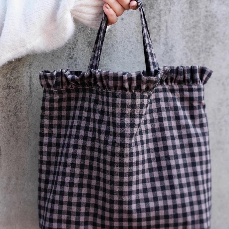 Modna Niszowa Retro Japoński Styl Mała Kraciasta Koronkowa Torebka Ręczna Torba