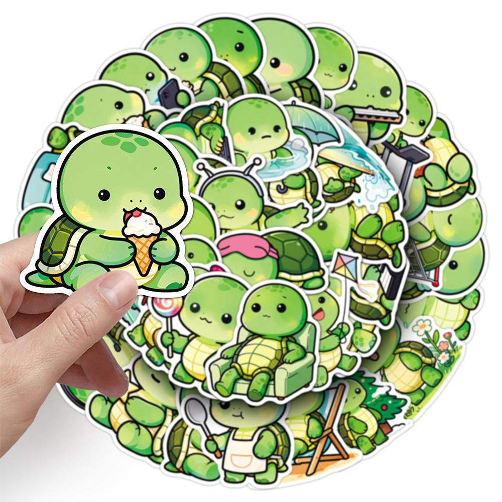 10/30/50pcs Cute Funny Green Turtle Cartoon Stickers Kawaii Animal Graffiti Sticker Notebook Water Bottle Phone Decals Toy Gift
