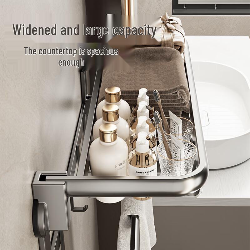 DANLE Punch-Free Wall-Mounted Double Towel Rack with Storage