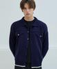 Nodu Collar Pocket Knit Jacket Cardigan [Navy]