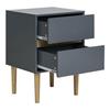 Bedside Table 2 Drawers 40x35x55 Cm Teal and Natural