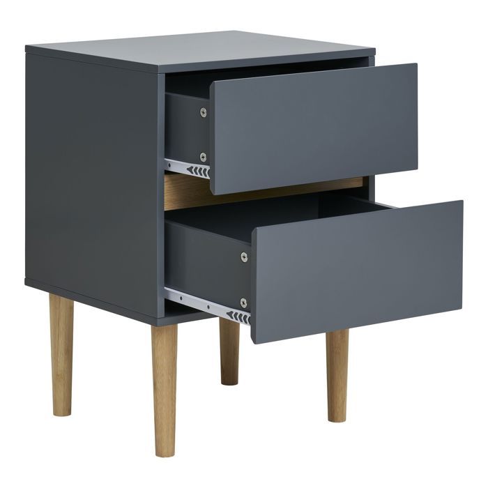 Bedside Table 2 Drawers 40x35x55 Cm Teal and Natural