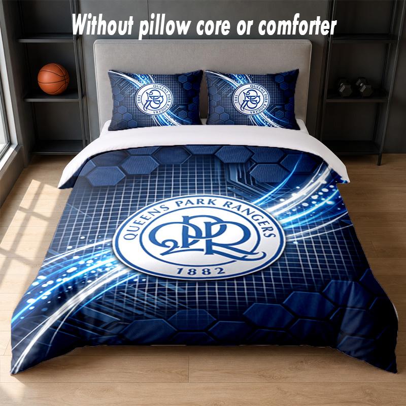 Queens Park Rangers Football Design Bed Bedding Set 1 Duvet Cover + 2 Pillowcases Soft Breathable Household Bed Linens