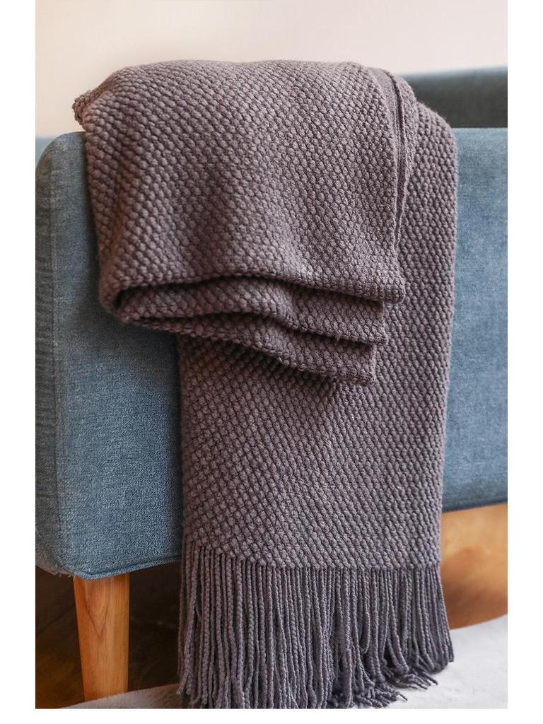Knitted Waffle Sofa Throw Blanket for Office and Nap.
