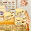 Cartoon Bear Birthday Gift Ceramic Mug with Lid Spoon Cup for Girls with High Appearance Household Water Cup Coffee Cup