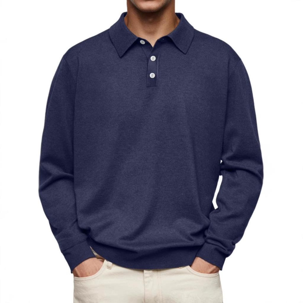 Bestseller for New styles Men's Casual Long Sleeve V-neck Polo Shirt Down Button Top Autumn Leisure