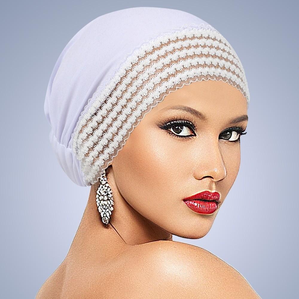 Full Coverage Headwrap Cap Breathable Lace Trim Hat New Cancer Chemo Hat Women Headwear