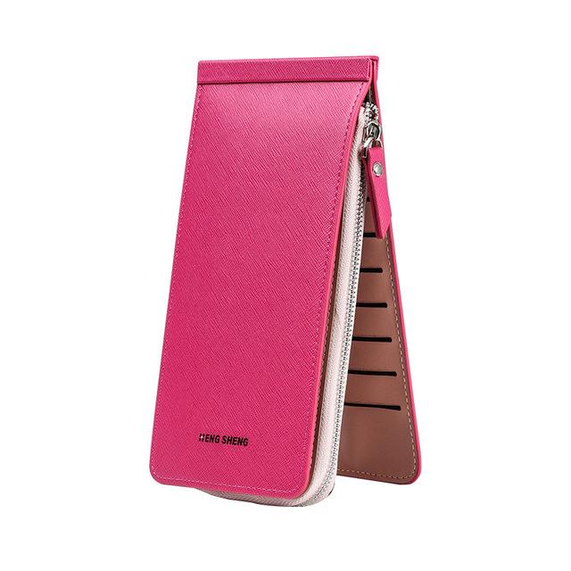 Women's Wallet Long Zipper PU Fashion Elegant Credit Card Holders Purse Mobile Phone Bag Multi Card Slot Money Clip