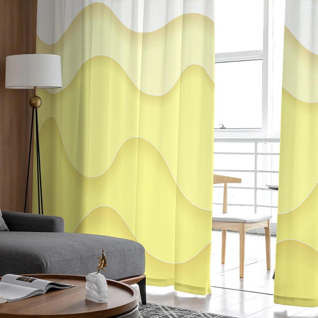 Gradient Geometry Fresh Summer Abstract Bedroom Transparent Sheer Curtains Holiday Decoration Window Voile Tulle Curtain