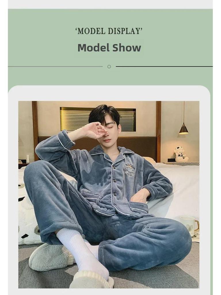 Νεανικά Ανδρικά Χοντρά Φανελένια Χειμωνιάτικα Πιτζάματα: Μακρυμάνικο, Ζεστό, Συν Βελούδο