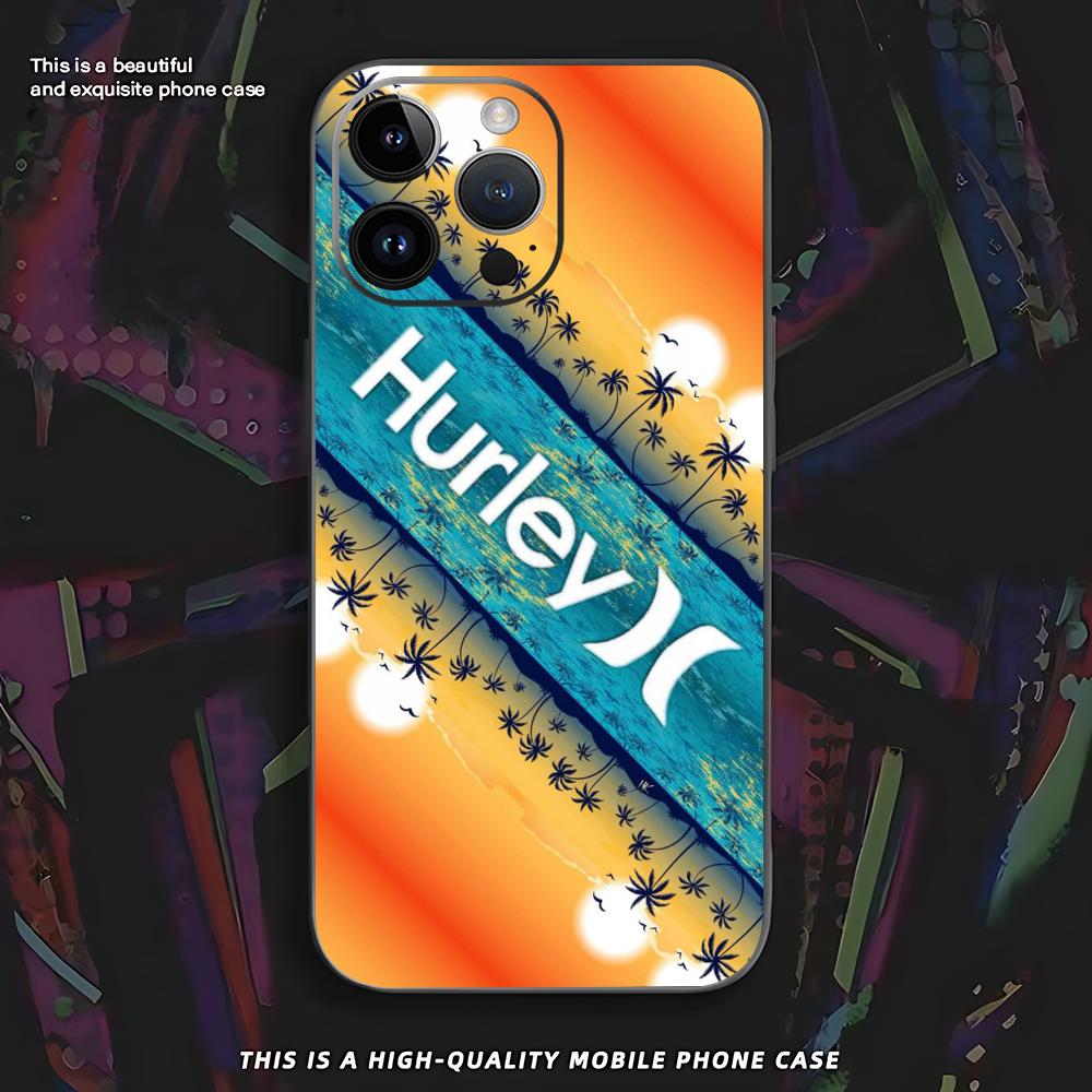 Hot Brand Hurley Phone Case For iPhone 17 16 e 15 14 13 12 11 XS XR Plus Mini Pro Max Soft black Shockproof Cover