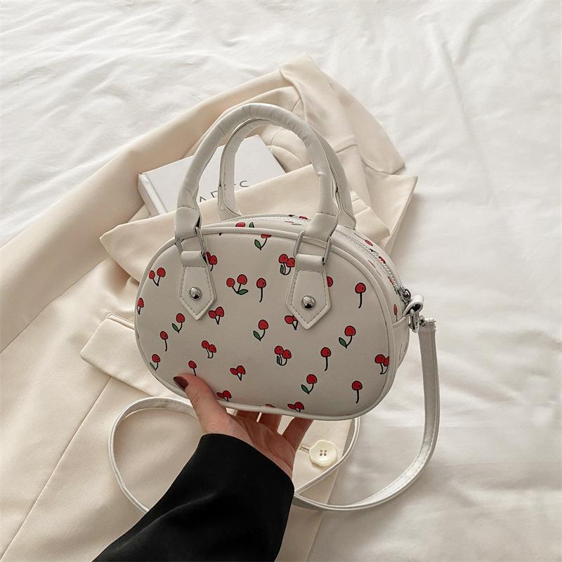 Simple and Sweet Printed Bag Messenger Bag Women's 2025 New Versatile Little Cherry Shoulder Armpit Bag Handbag
