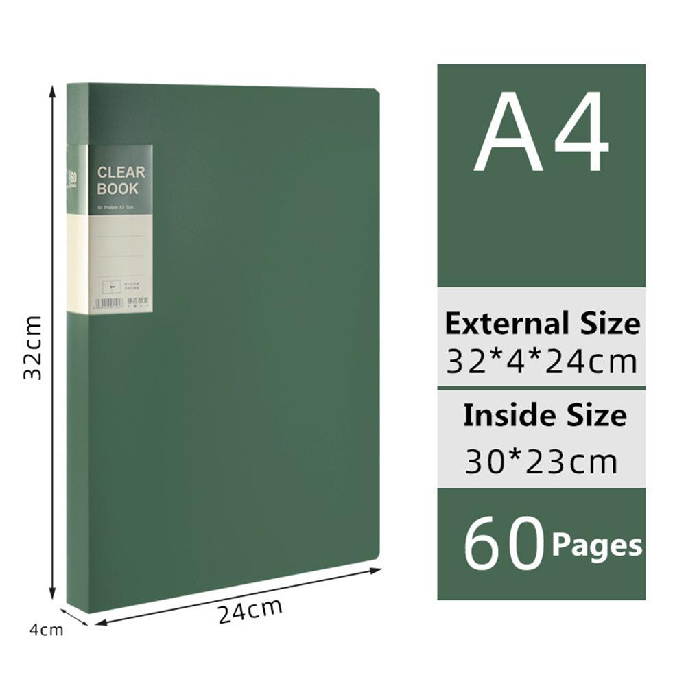 A4 File Folder Display Book 20/30/40/60 Pages Transparent Insert Paper Document Organizer Bag Office School Supplies Quality