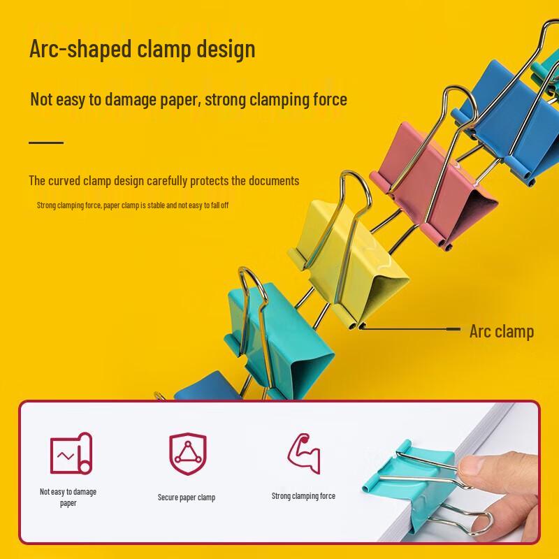 Deli 41mm Colorful Metal Binder Clips, 24-Pack