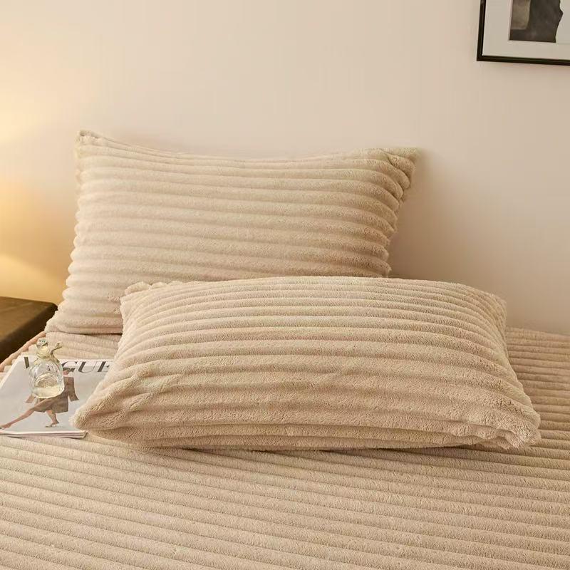 

Striped Rabbit Plush Pillowcases - Flannel, Single or Double, 48x74cm, Pair Pair of 48*74cm Pillowcases
