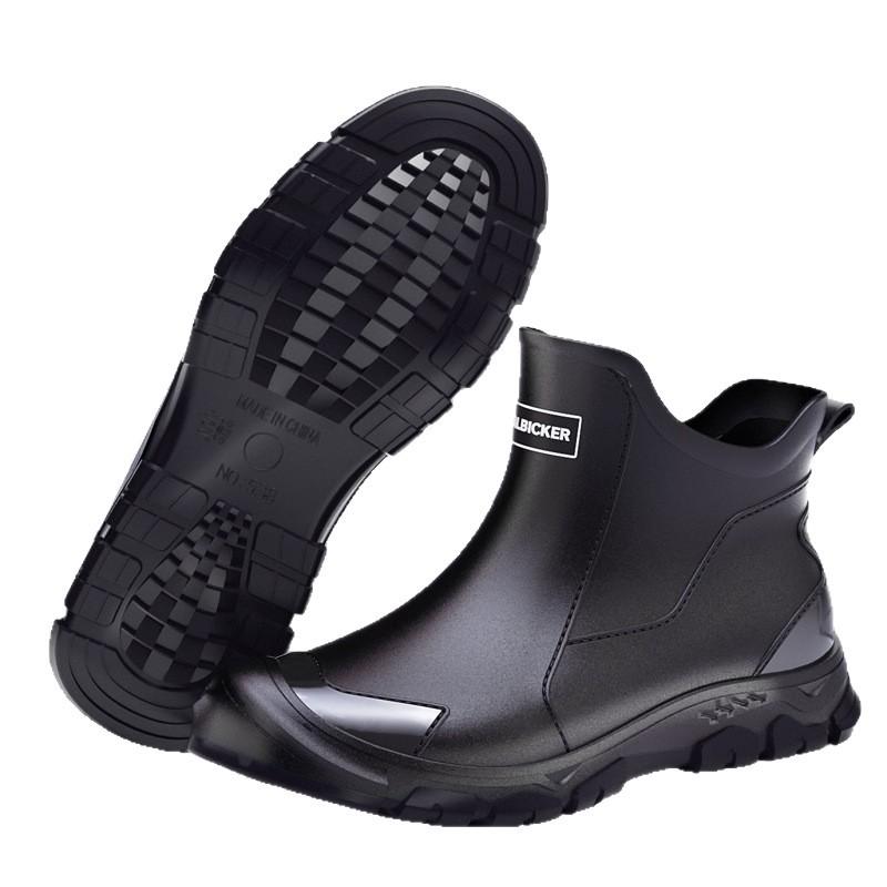 Men's Short Rain Boots Urban Water Boots Non-slip Wear-resistant Wading Boots Men's Trendy Lightweight Waterproof Rubber Shoes