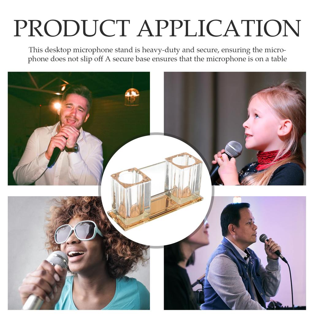 Lurrose Desktop Microphone Desktop Acrylic Microphone Tabletop Microphone Stand Tabletop Wireless Storage Holder, Stand, Holder,