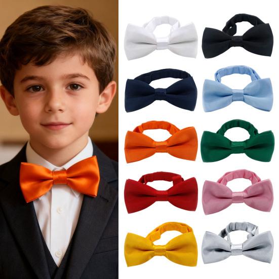 Bow Ties for Boys Solid Color Pre-tied Kids Bow Ties Adjustable Neck Bowtie for Graduation Wedding Party School Casual