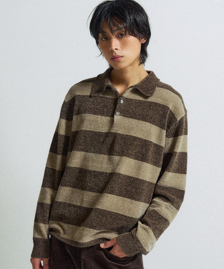 SLOWACID Velour Stripe Pk Knit [Brown/Beige]