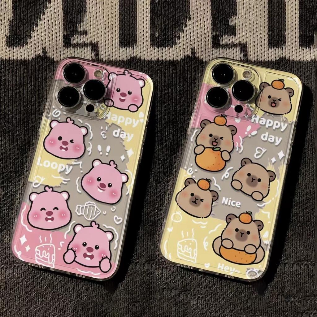 Cartoon Beaver Capybara Suitable for Apple 16/16promax mobile phone case 12/11pro transparent xr/xs/8p soft 7
