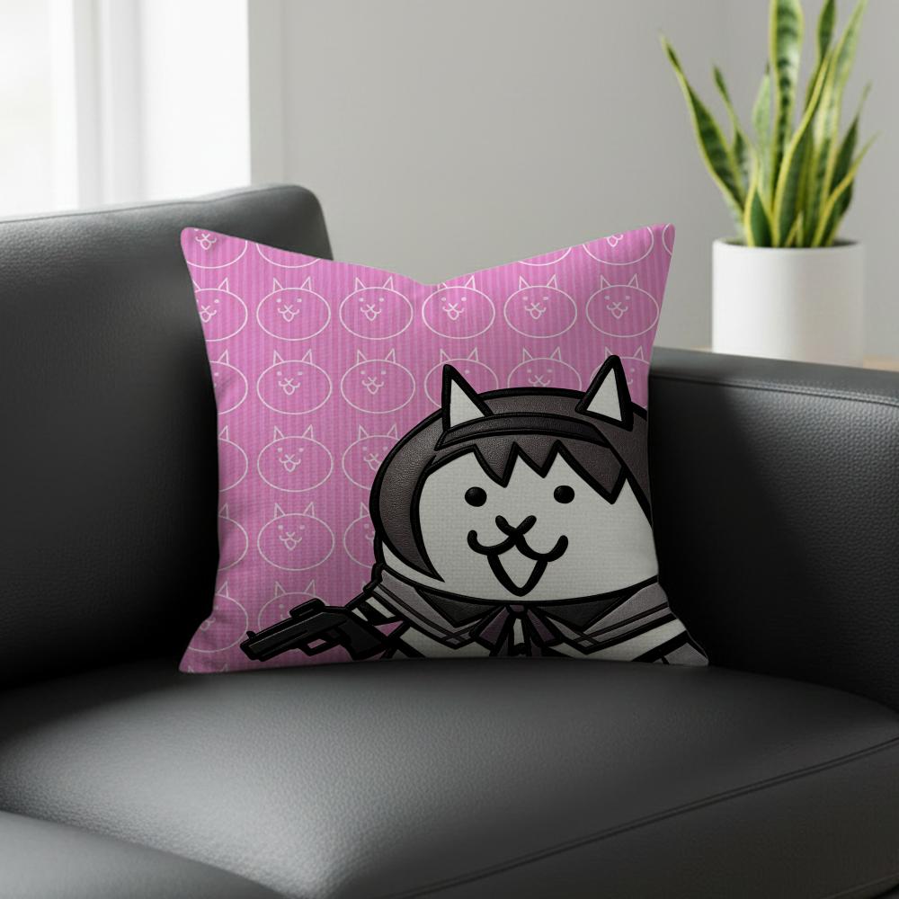 Battle Cats Cushion Cover Natural Linen Pillowcase Set, All-In-One Decor For Sofa, Bedroom & Chair