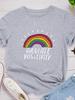 Radiate Positivity Rainbow Print Women T Shirt Short Sleeve O Neck Loose Women Tshirt Ladies Tee Shirt Tops Camisetas Mujer