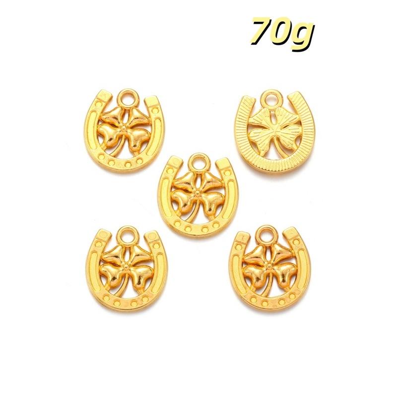 50Pcs 15*16Mm Antique Pendant Charms Horseshoe Lucky Clover Pendant Vintage Ornaments Diy Handmade Jewelry Accessories