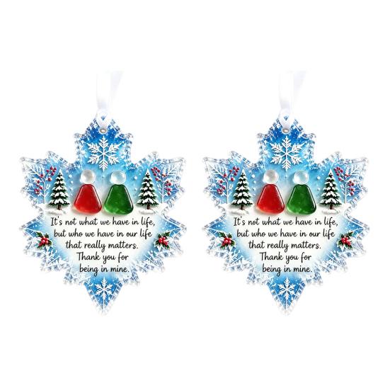 Holiday Hanging Decorations Snowflake-Shaped Sea Glass Ornament, Acrylic Christmas Friendship Keepsake, Coastal Inspired Durable Ornaments Tree