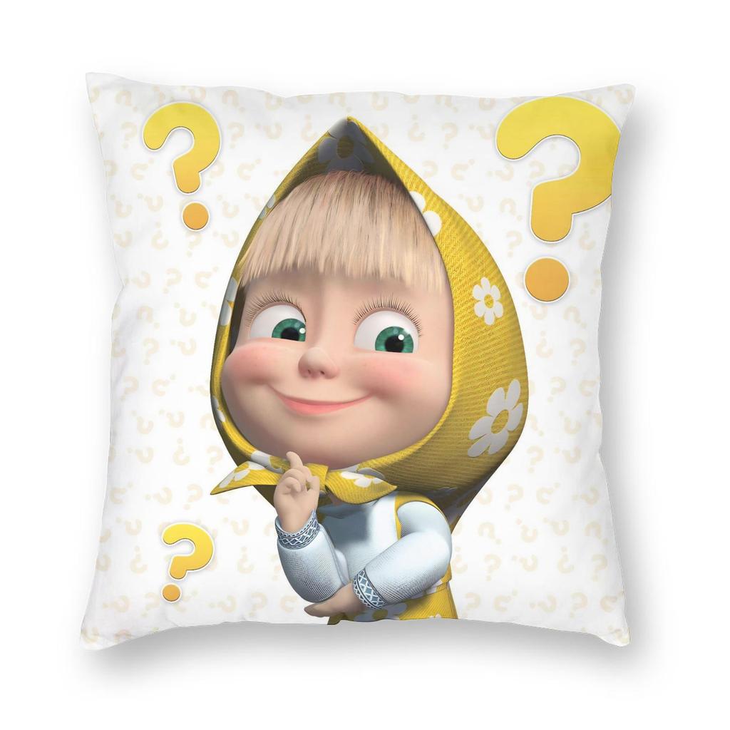 Cute Cartoon M-Masha And Bear Pillowcase Printing Polyester Cushion Cover Decor Throw Pillow Case Cover Home Square 40*40Cm