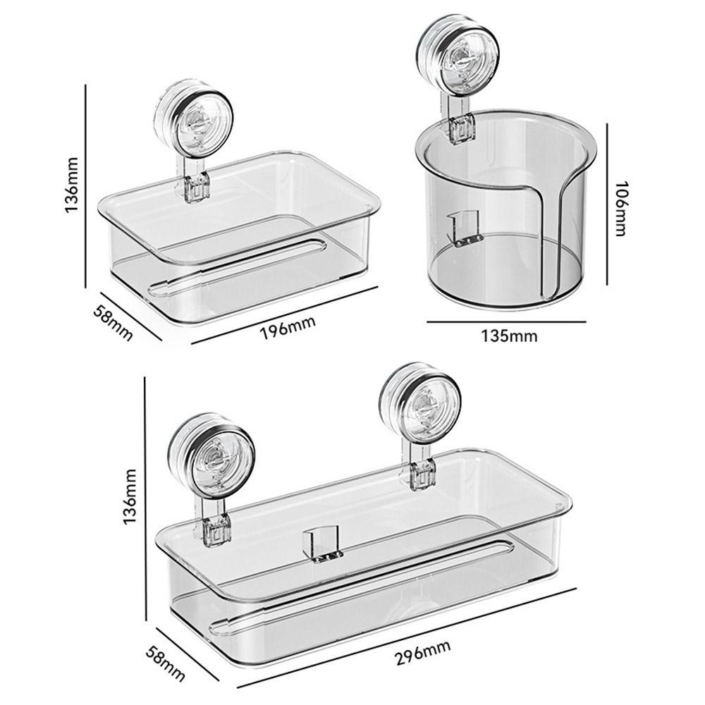 Punching Free Bathroom Storage Rack Multi-Function Suction Cup Wall Mounted Tissue Box Removable Drainable