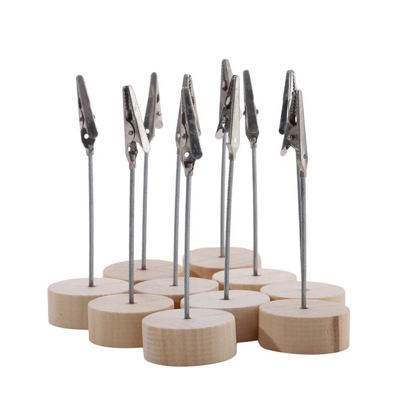 New Portable 10PCS/Set Wooden Place Card Holder Clips Wedding Place Card Holder Table Romantic Photo Memo Number Name Clips Base
