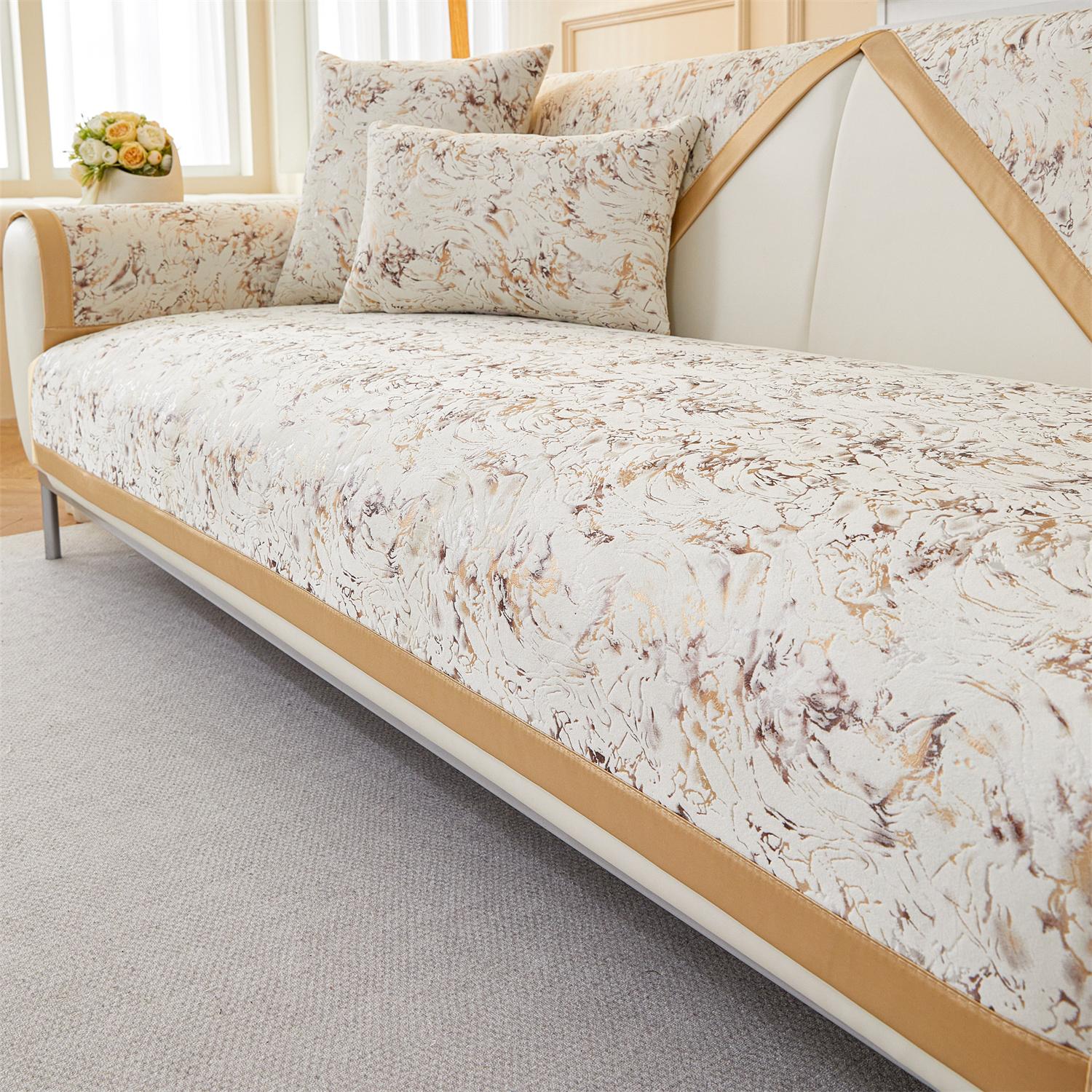 

Чехол для дивана из бархата с рисунком и мраморными линиями, противоскользящий, для гостиной, полотенце для дивана, съемный, моющийся, всесезонный 70*70cm белый