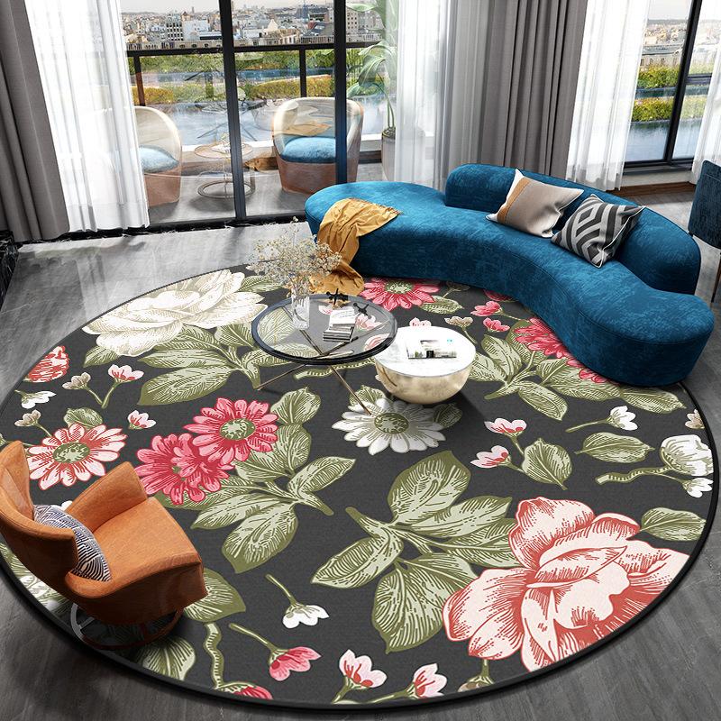 3D Flower Round Carpet Living Room Decoration Floor Mats for Home Bedroom Anti-SlipPlayroom Decor Rug Non-slip Mat