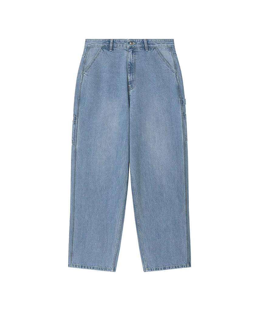Lotaib Work Drop-Line Denim Pants - Light Blue
