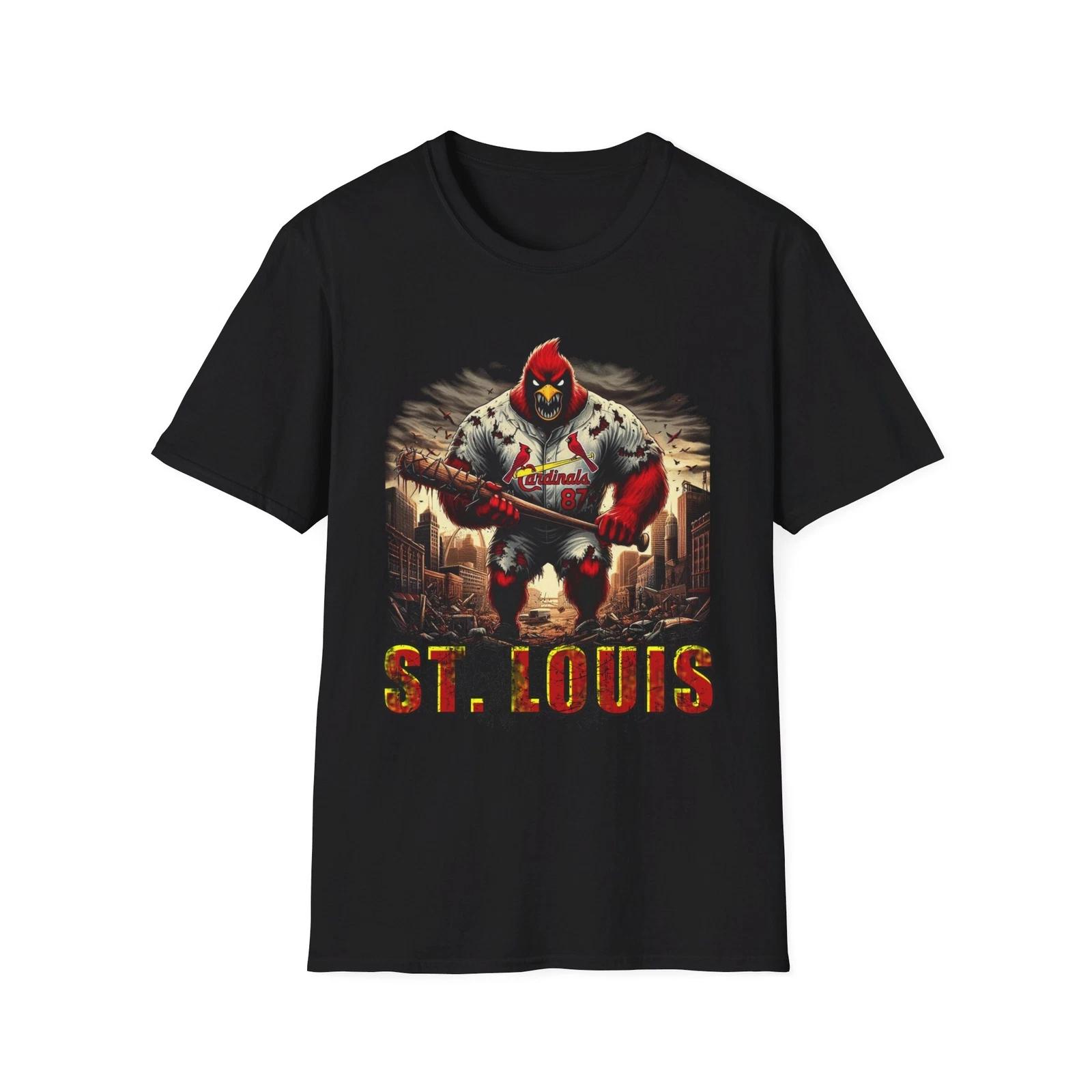 Мужские и женские футболки St. Футболка Louis Cardinals Horror Mash-Up - Жуткая одежда для фанатов бейсбола XL