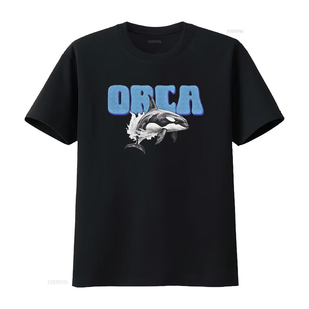 Orca Heavy Cotton T Shirt Killer Whale Design for Sea Lovers Vintage Washed Fashion Casual Versatile Stylish Soft Unisex
