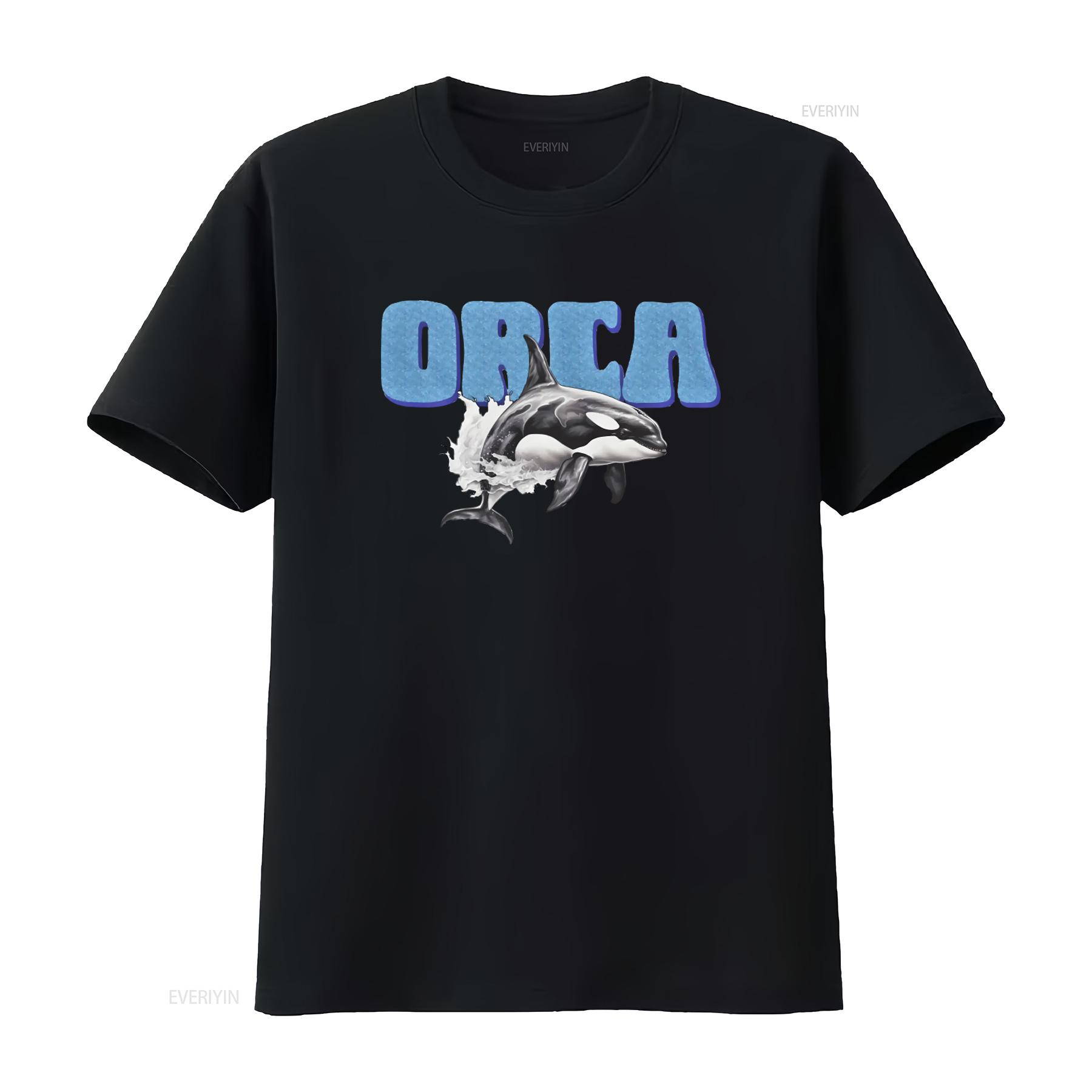 

Orca Heavy Cotton T shirt Killer Whale Design for Sea Lovers vintage Washed fashion Casual Versatile Stylish Soft Unisex 4XL
