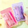 8Pcs Stationery Set with Pencils, Ballpoint Pens, Erasers and Pendants. 5 Styles Optional for Writing and Decorating.