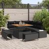 8-piece Garden Sofa Set with Black Rattan Cushions, 2-seater Garden Sofa with Black Rattan Cushions, 3362774