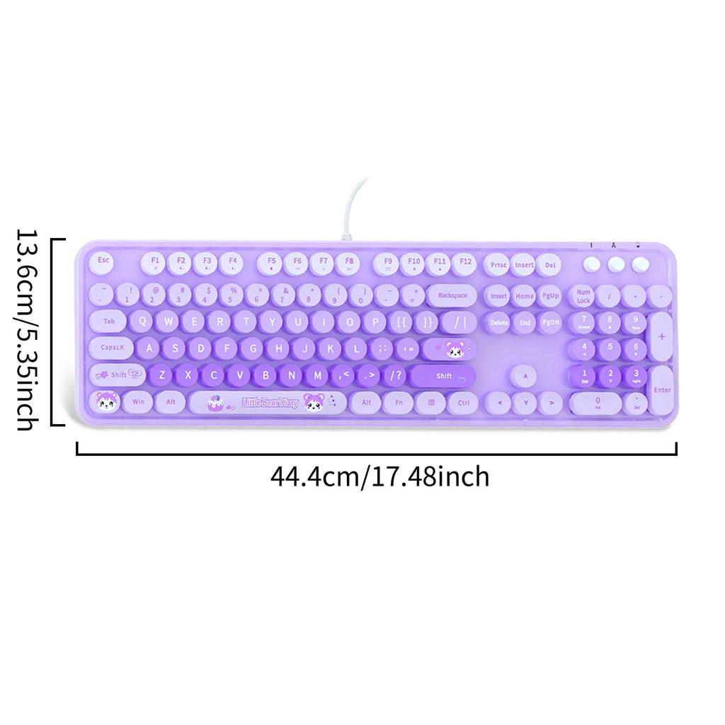 Mofii 104 - Key Membrane Gaming Keyboard In Sweet Style, Featuring Retro Round Keycaps, Compatible with Laptop