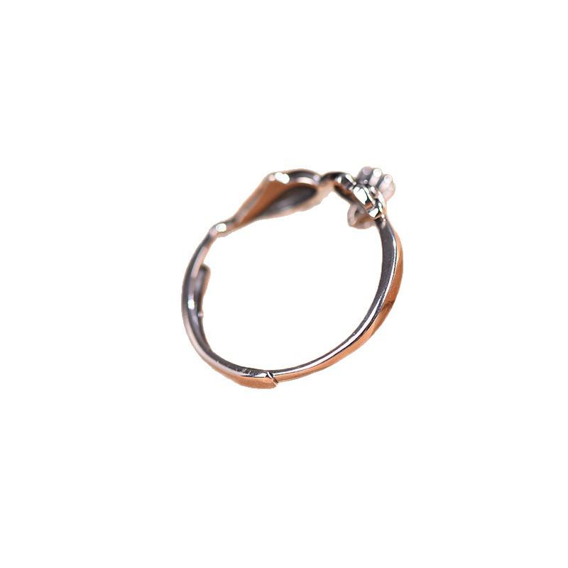 Bague Chinoise en Argent S925 Lotus et Carpe Koï: Design Ouvert Rétro de Niche pour Femmes