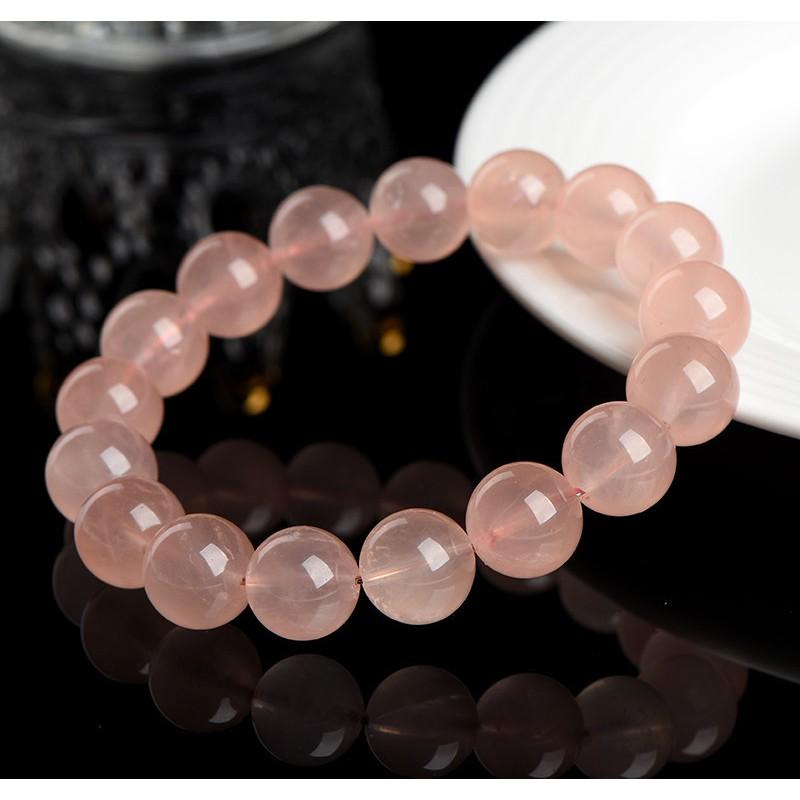 Natural Pink Quartz Bracelet 7A Grade Grapefruit Round Beads Handcrafted Boho Style Women Men Jewelry