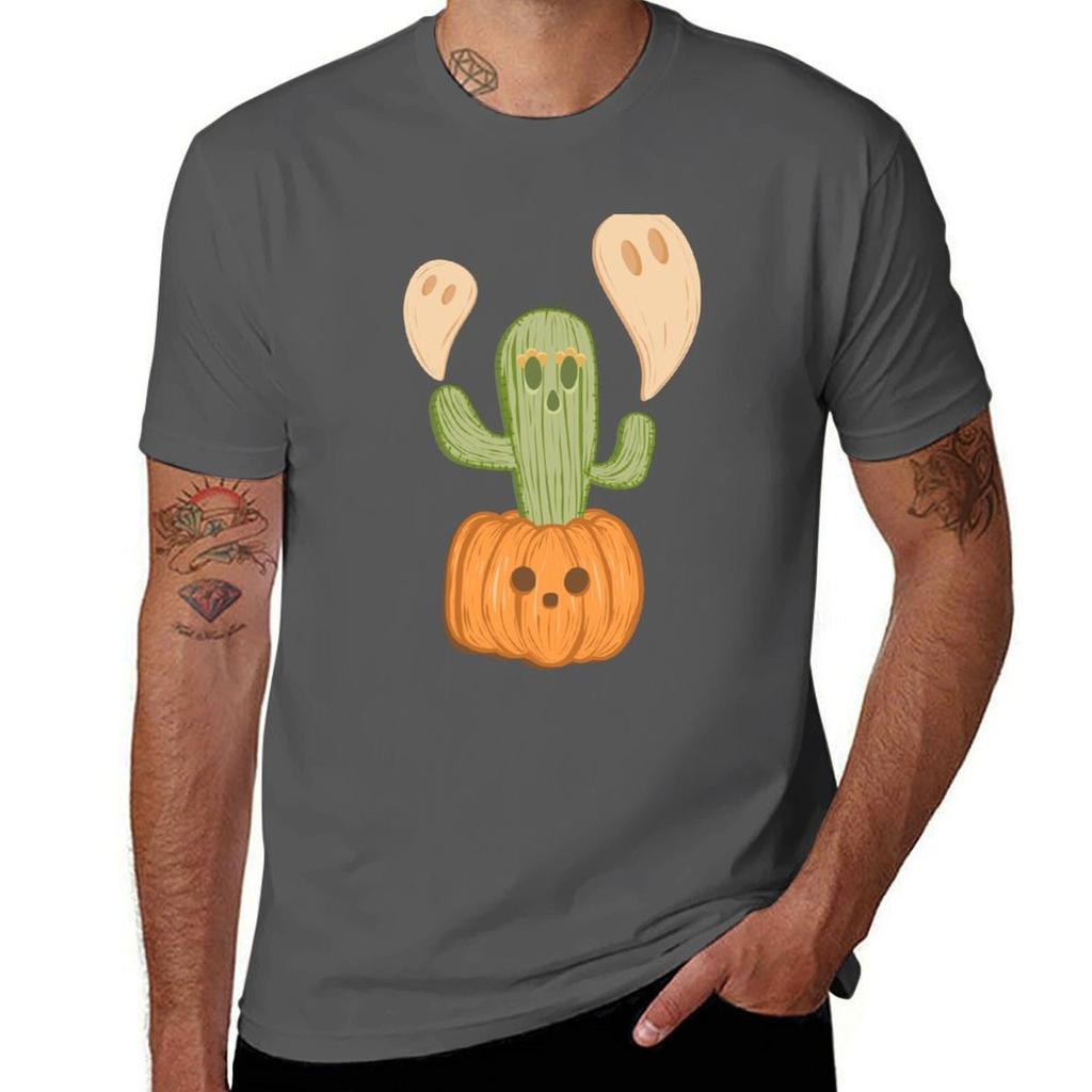 Prick Or Treat Pumpkin Cactus Ghost Tshirt Cotton T Shirts High Quality Tshirt