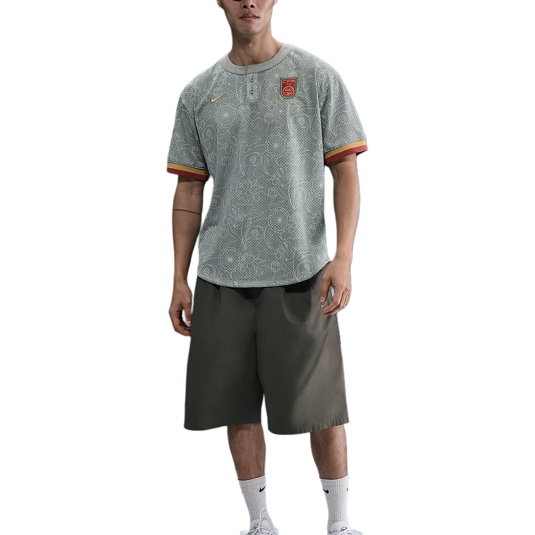 

Nike Authentics Логотип бренда Круглый вырез Спущенное плечо Свободный Короткий рукав Бейсбольная майка Мужская майка Мика-зеленый Клубное золото HF5084-330 S